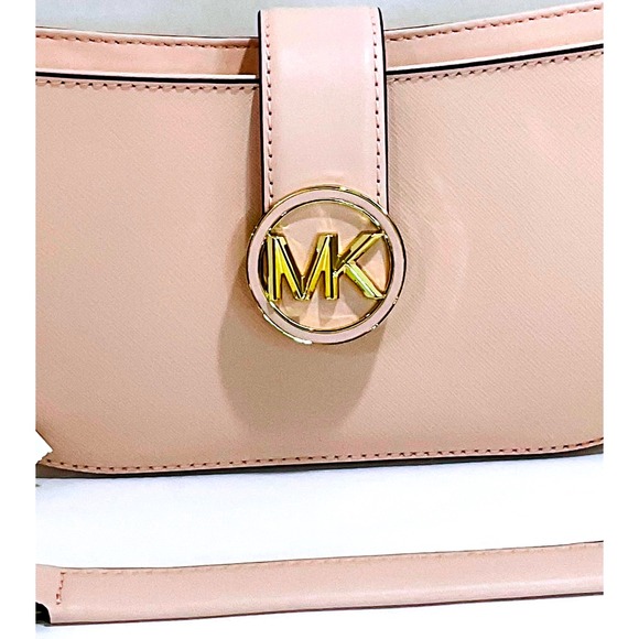 Michael Kors‎ Carmen pouchette powder blush pink small vegan shoulder bag purse - Picture 4 of 15